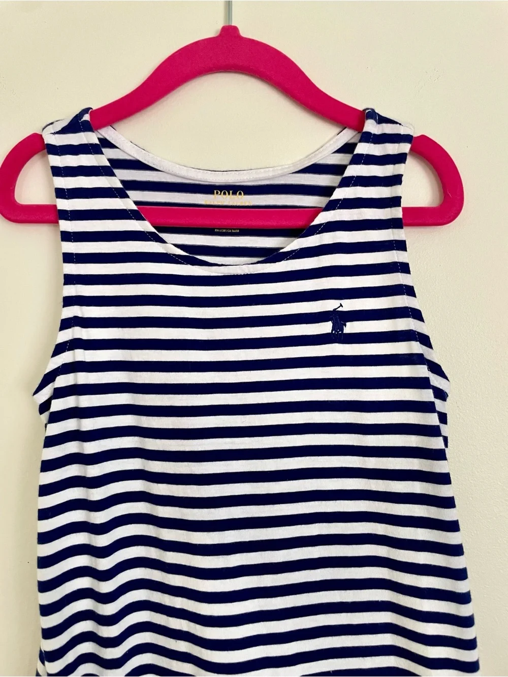 Polo by Ralph Lauren Navy & White Stripe Ruffle Hem Dress